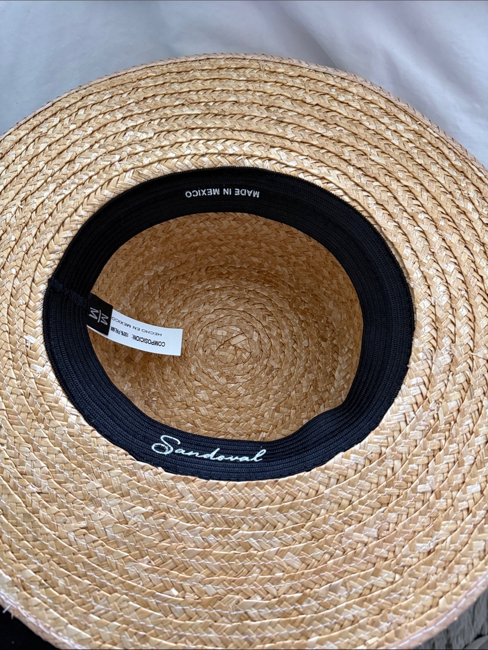 Straw Boater Hat with Black Band - S Accent - Picture 8 of 10